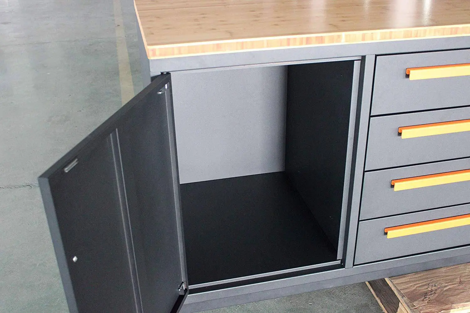 Heavy Duty 10-FT 12 Drawer Bamboo Table Top Workbench, Two Cabinets, All-in-One Welded Frame, Ball Bearing Slides, TMG-WB10B - Image 5