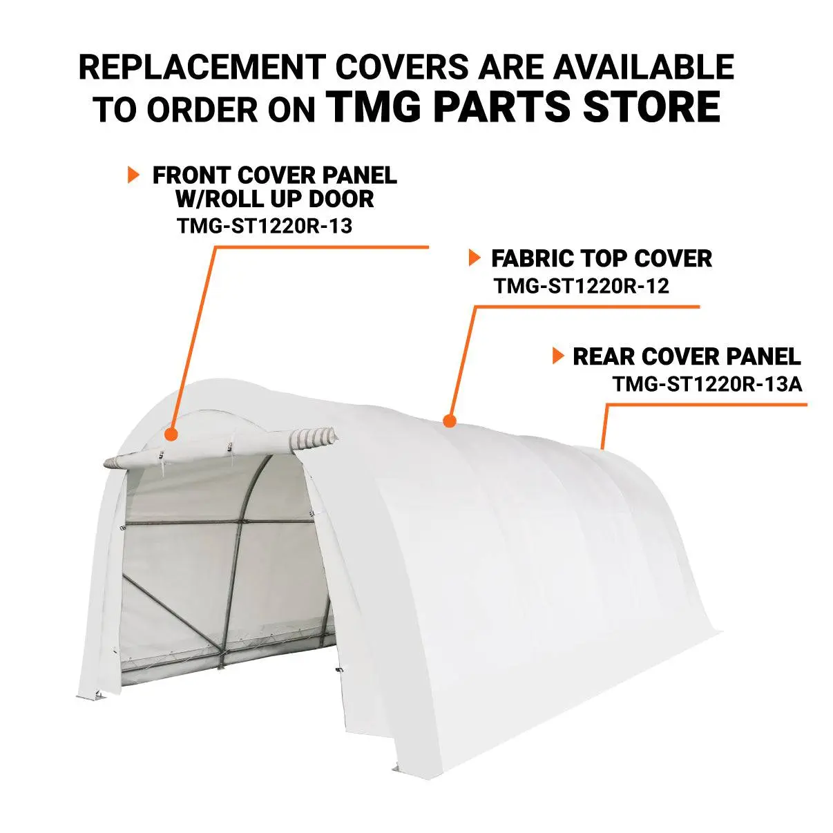 12' x 20' Car Shelter w/Rounded Roof & Heavy-Duty 11 OZ PE Fabric Cover, Galvanized Steel Frame, Fabric front roll-up door, TMG-ST1220R - Image 3