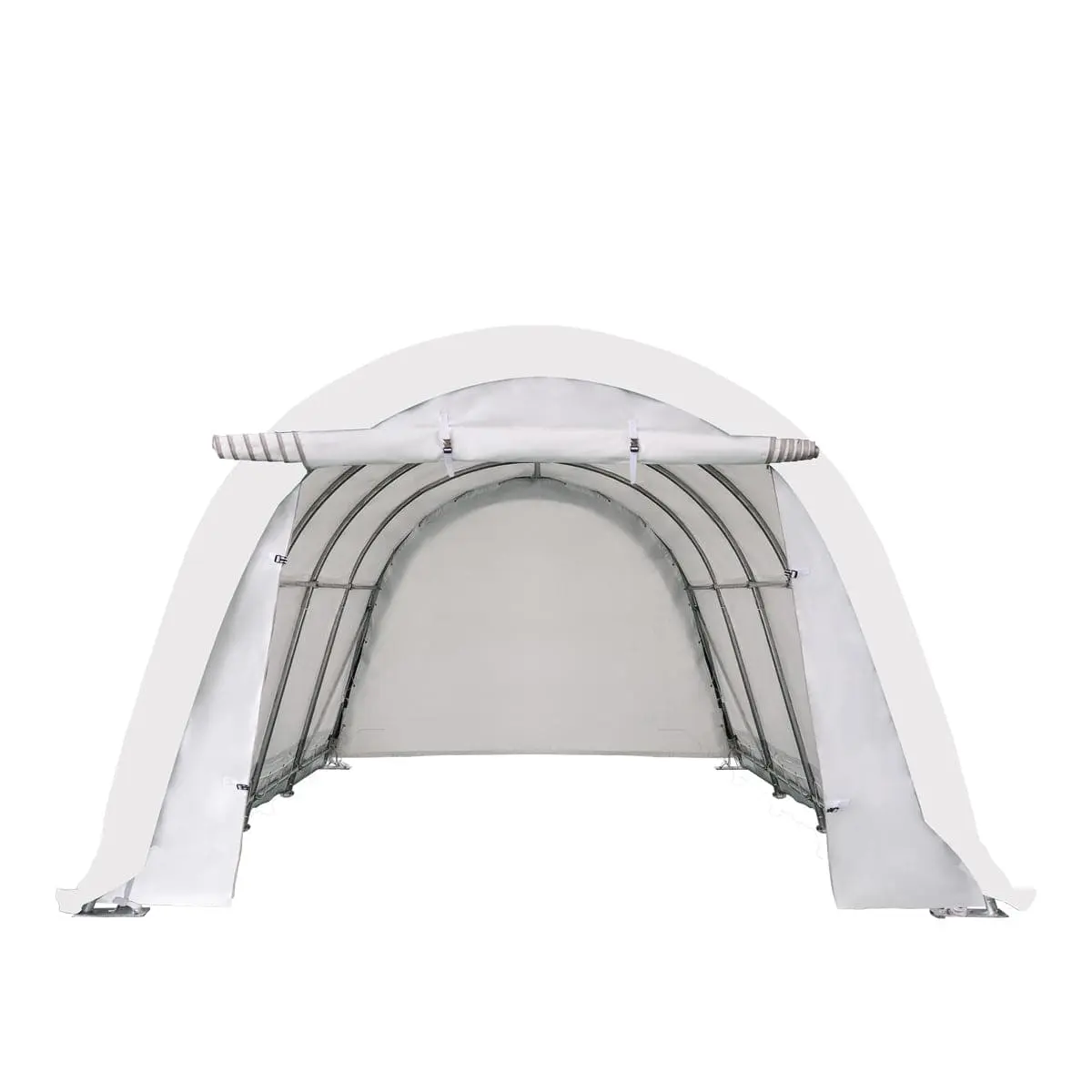 12' x 20' Car Shelter w/Rounded Roof & Heavy-Duty 11 OZ PE Fabric Cover, Galvanized Steel Frame, Fabric front roll-up door, TMG-ST1220R - Image 5