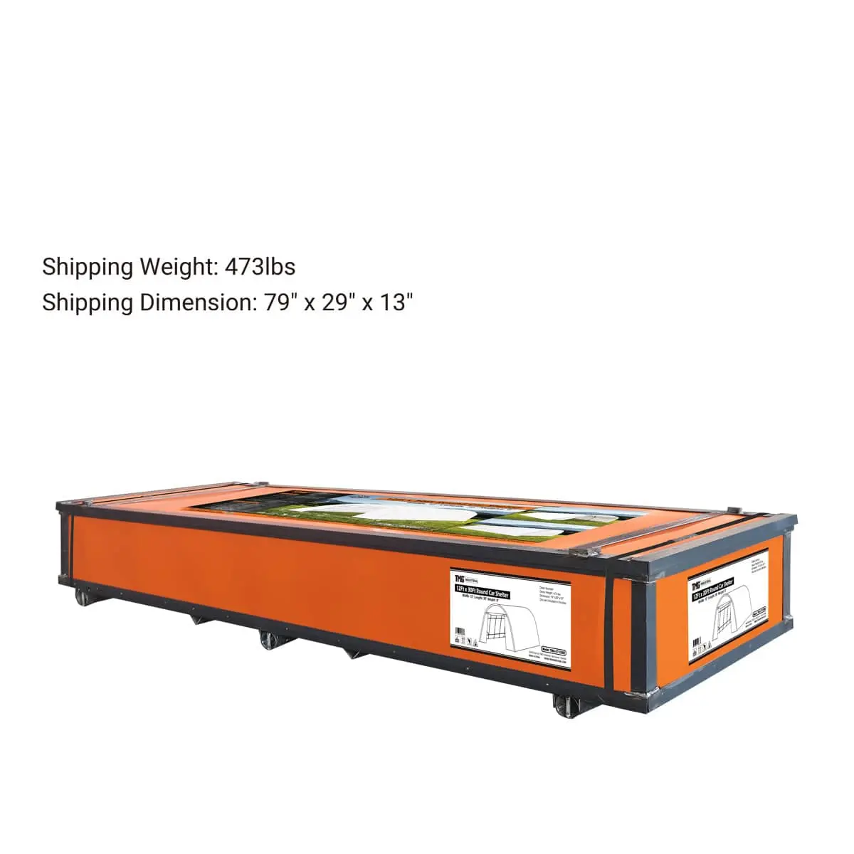 12' x 30' Car Shelter w/Rounded Roof & Heavy-Duty 11 OZ PE Fabric Cover, Galvanized Steel Frame, Fabric front roll-up door, TMG-ST1230R - Image 14