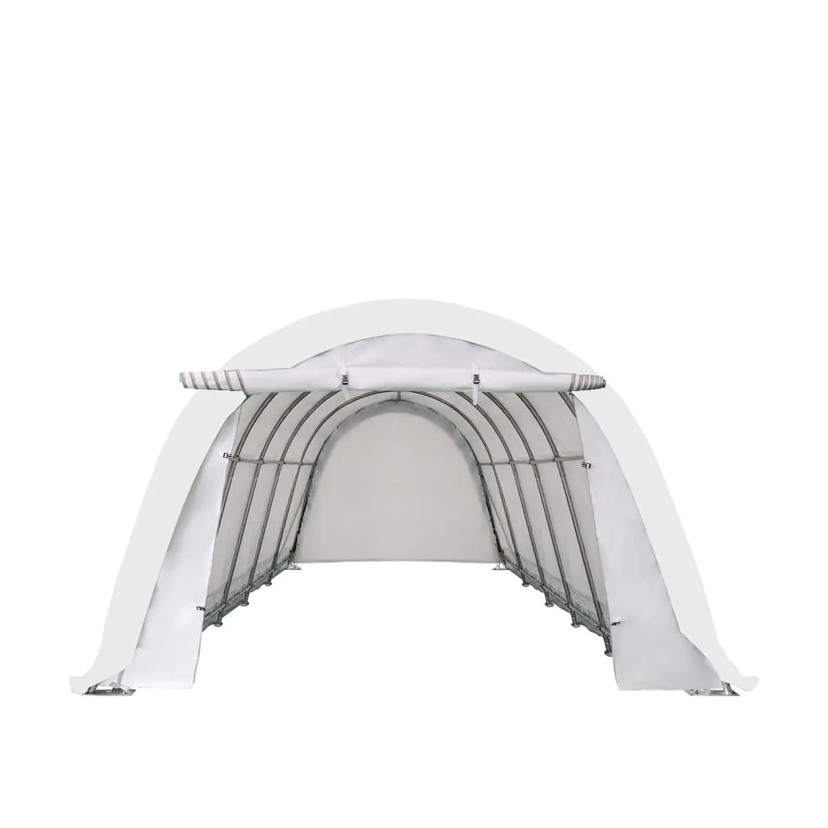 12' x 30' Car Shelter w/Rounded Roof & Heavy-Duty 11 OZ PE Fabric Cover, Galvanized Steel Frame, Fabric front roll-up door, TMG-ST1230R - Image 3