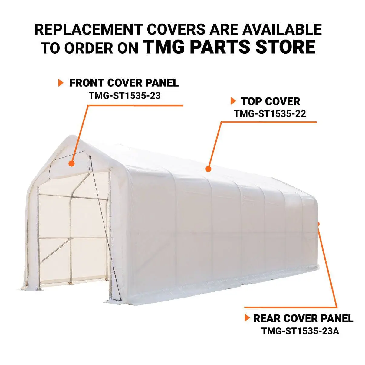 15' x 35' RV Carport Motorhome Storage Shelter, 17 oz PVC Fabric Cover, Front Roll-Up Door, Enclosed Rear Wall, 3-Layer Galvanized Steel Frame, 10' Straight Sidewalls, TMG-ST1535 - Image 4