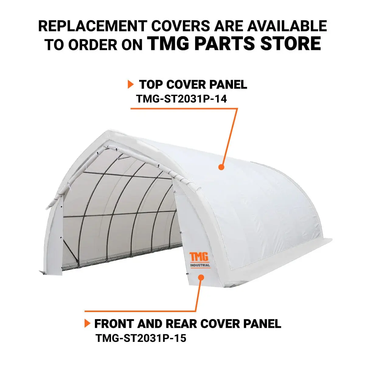 20' x 30' Arch Wall Peak Ceiling Storage Shelter with Heavy Duty 11 oz PE Cover & Drive Through Doors, TMG-ST2031P (Previously ST2030P) - Image 4
