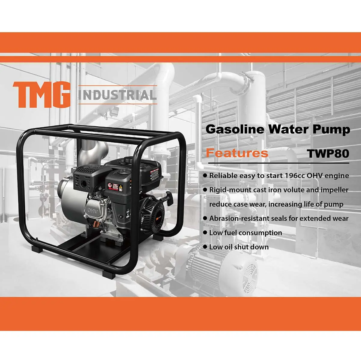 220 GPM 3" Semi-Trash Water Pump with 6.5 HP Gas Engine, TMG-80TWP - Image 6