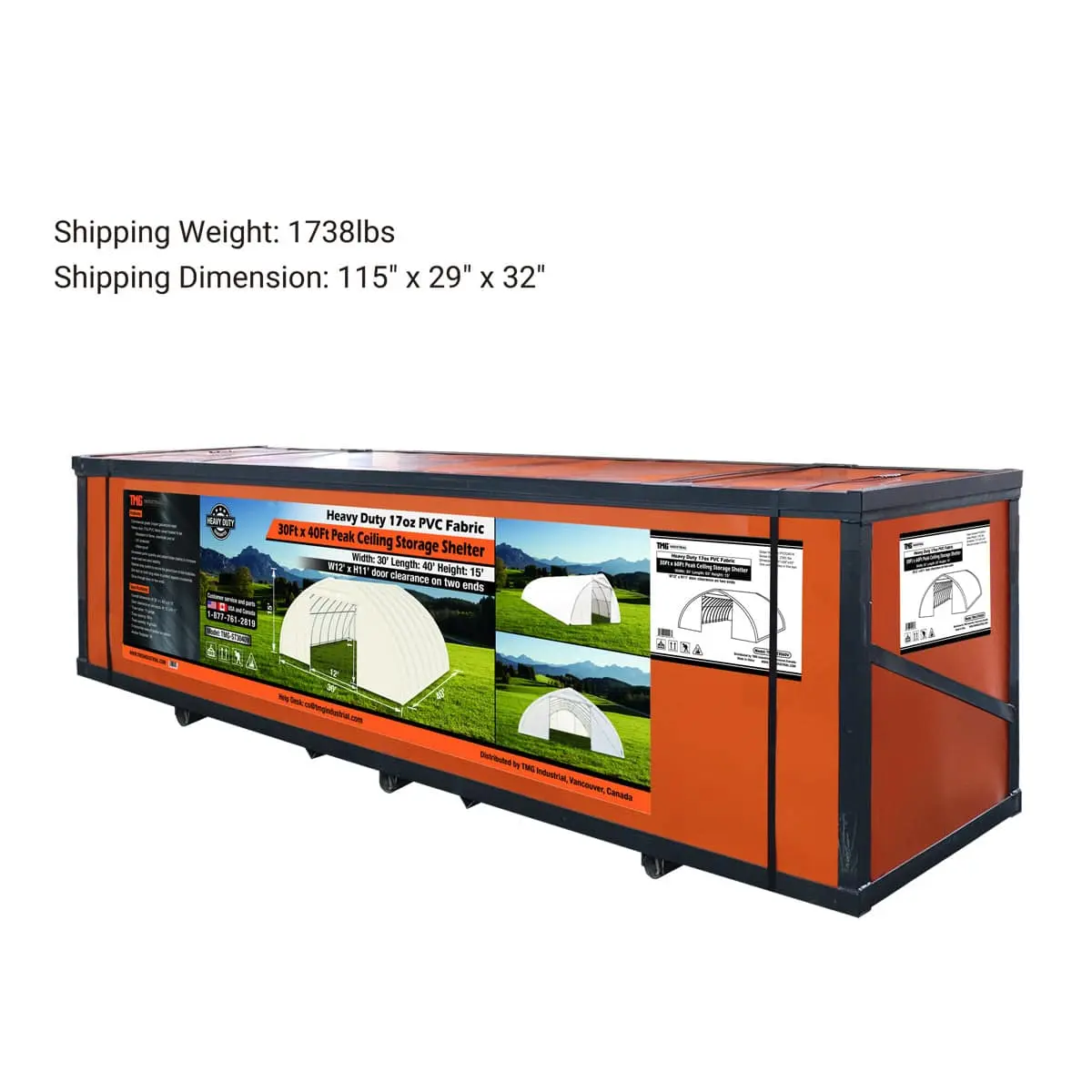 30' x 40' Peak Ceiling Storage Shelter with Heavy Duty 17 oz PVC Cover & Drive Through Doors, TMG-ST3040V - Image 15