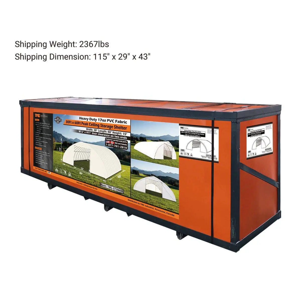 30' x 60' Peak Ceiling Storage Shelter with Heavy Duty 17 oz PVC Cover & Drive Through Doors, TMG-ST3060V - Image 15