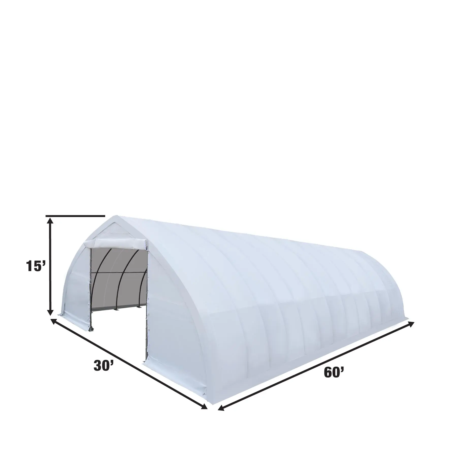 30' x 60' Peak Ceiling Storage Shelter with Heavy Duty 17 oz PVC Cover & Drive Through Doors, TMG-ST3060V - Image 3