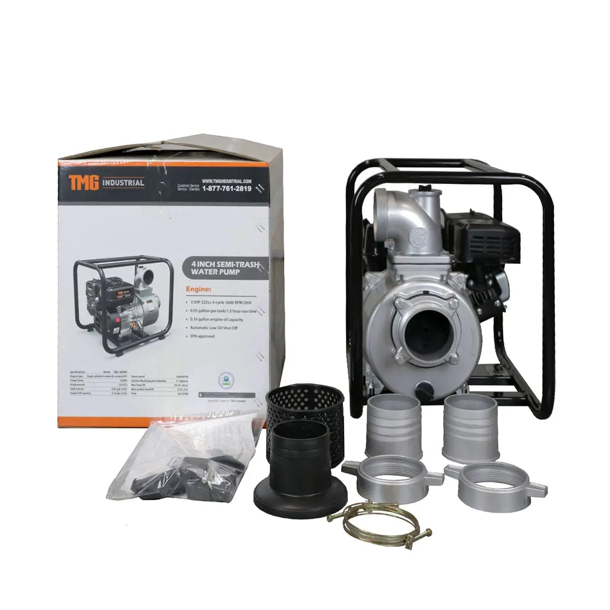 TMG-100TWP 352 GPM 4" Semi-Trash Water Pump with 7.5 HP Gas Engine - Image 6