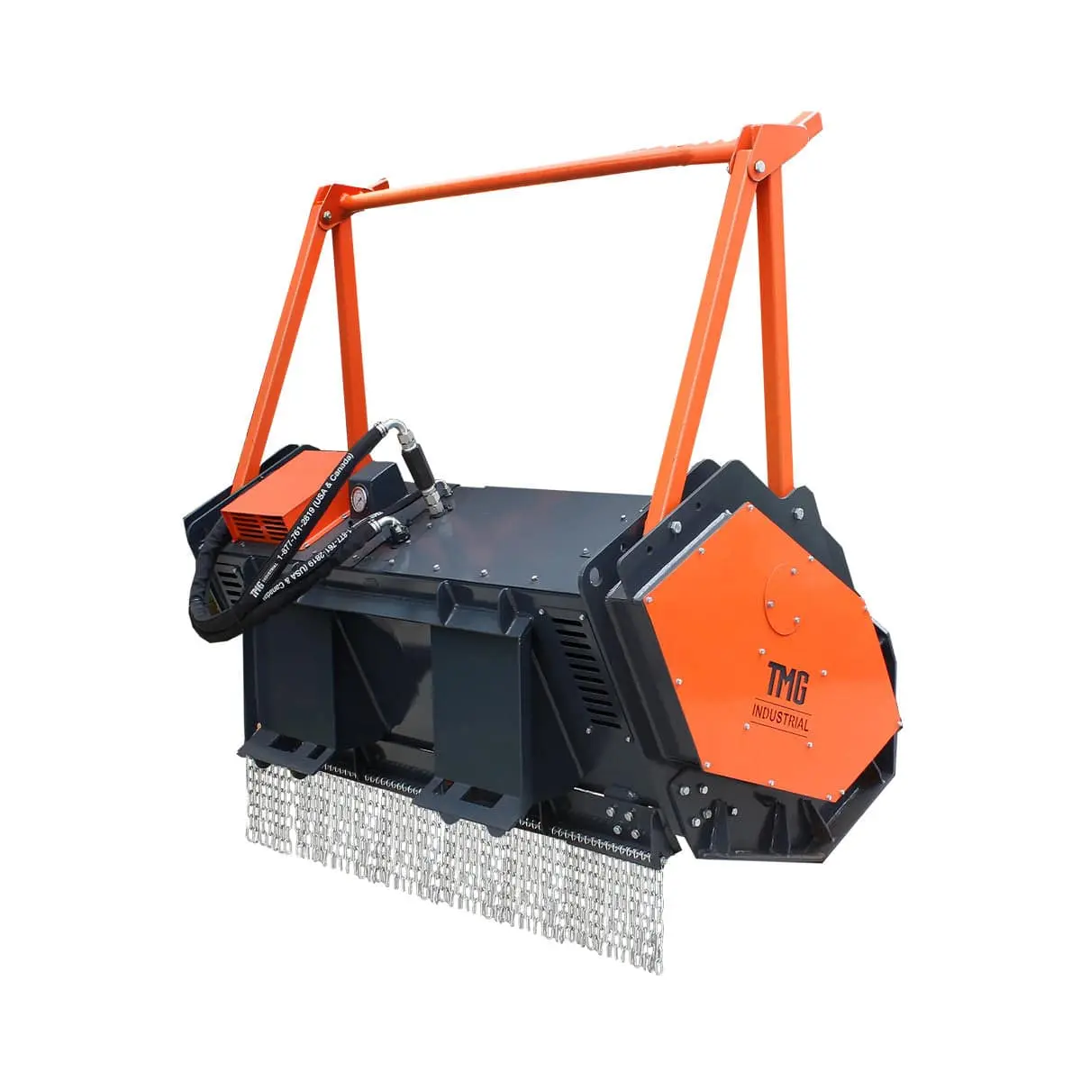 60" Skid Steer Forestry Drum Mulcher, Forged Alloy Teeth, Cooling System w/Radiator, 75 HP Skid Steers, TMG-SFM60 - Image 7