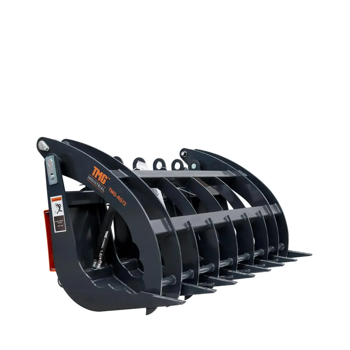 72" Skid Steer Root Rake Grapple Attachment, Universal Mount, 53" Jaw Opening, 9" Tine Spacing, 3000 lb Weight Capacity, TMG-RG72 - Image 10