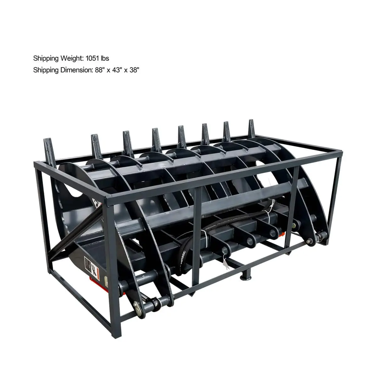 72" Skid Steer Root Rake Grapple Attachment, Universal Mount, 53" Jaw Opening, 9" Tine Spacing, 3000 lb Weight Capacity, TMG-RG72 - Image 21