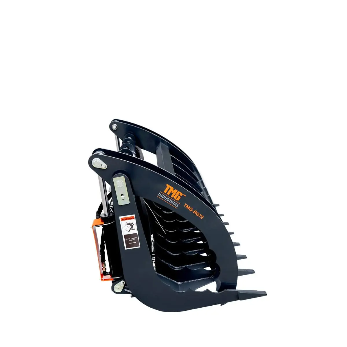 72" Skid Steer Root Rake Grapple Attachment, Universal Mount, 53" Jaw Opening, 9" Tine Spacing, 3000 lb Weight Capacity, TMG-RG72 - Image 9