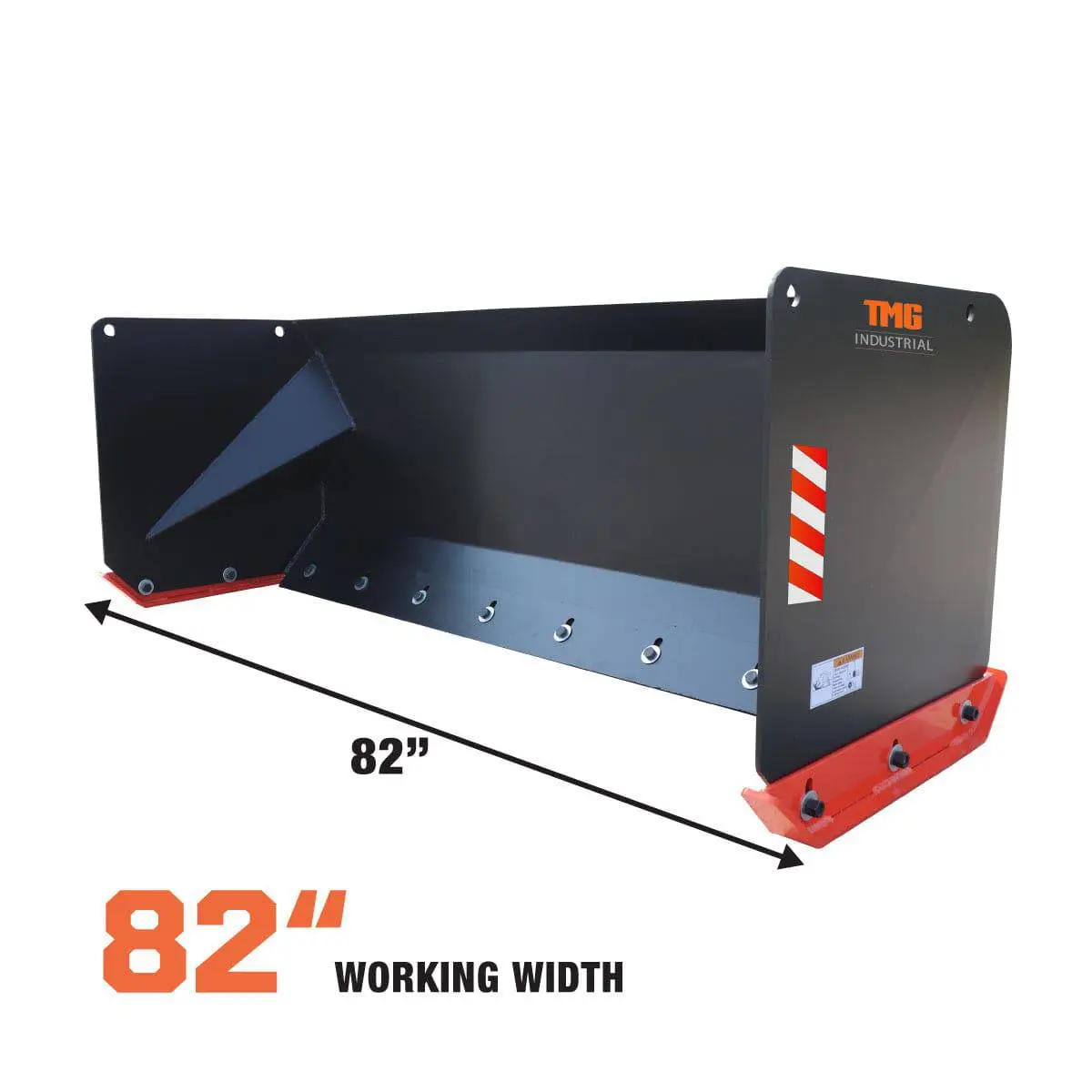 7' Skid Steer Snow Pusher w/Steel Cutting Edge, Pivoting Wear Shoes, Side Braces, 40-70 HP, TMG-SP07 - Image 5