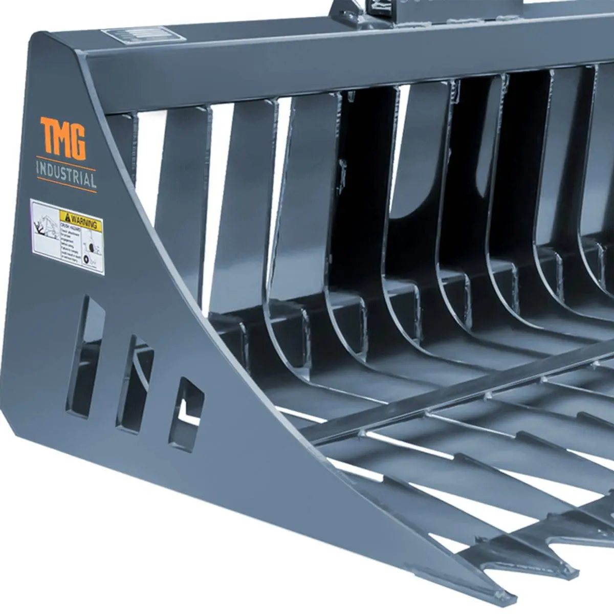 84" Skid Steer Rock Skeleton Bucket Attachment, Solid Steel, Universal Mount, 4" Tine Spacing, 45-70 HP, TMG-SB84 - Image 9