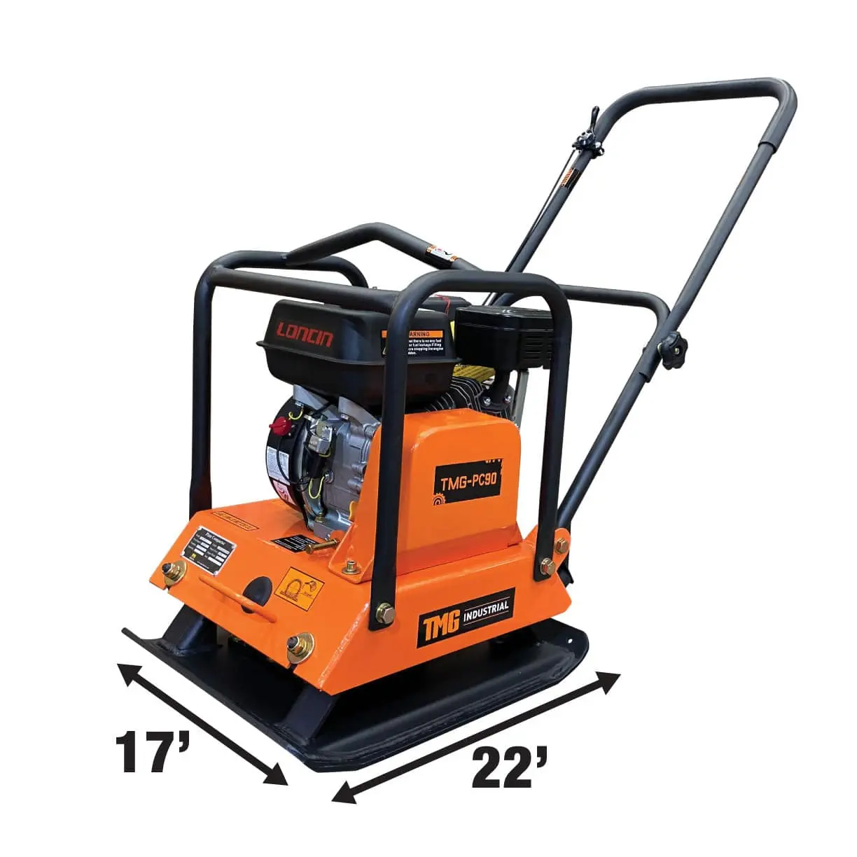 Vibratory Plate Compactor, 3400 lb Compact Capacity, 6.5 HP Loncin Engine, TMG-PC90 - Image 5