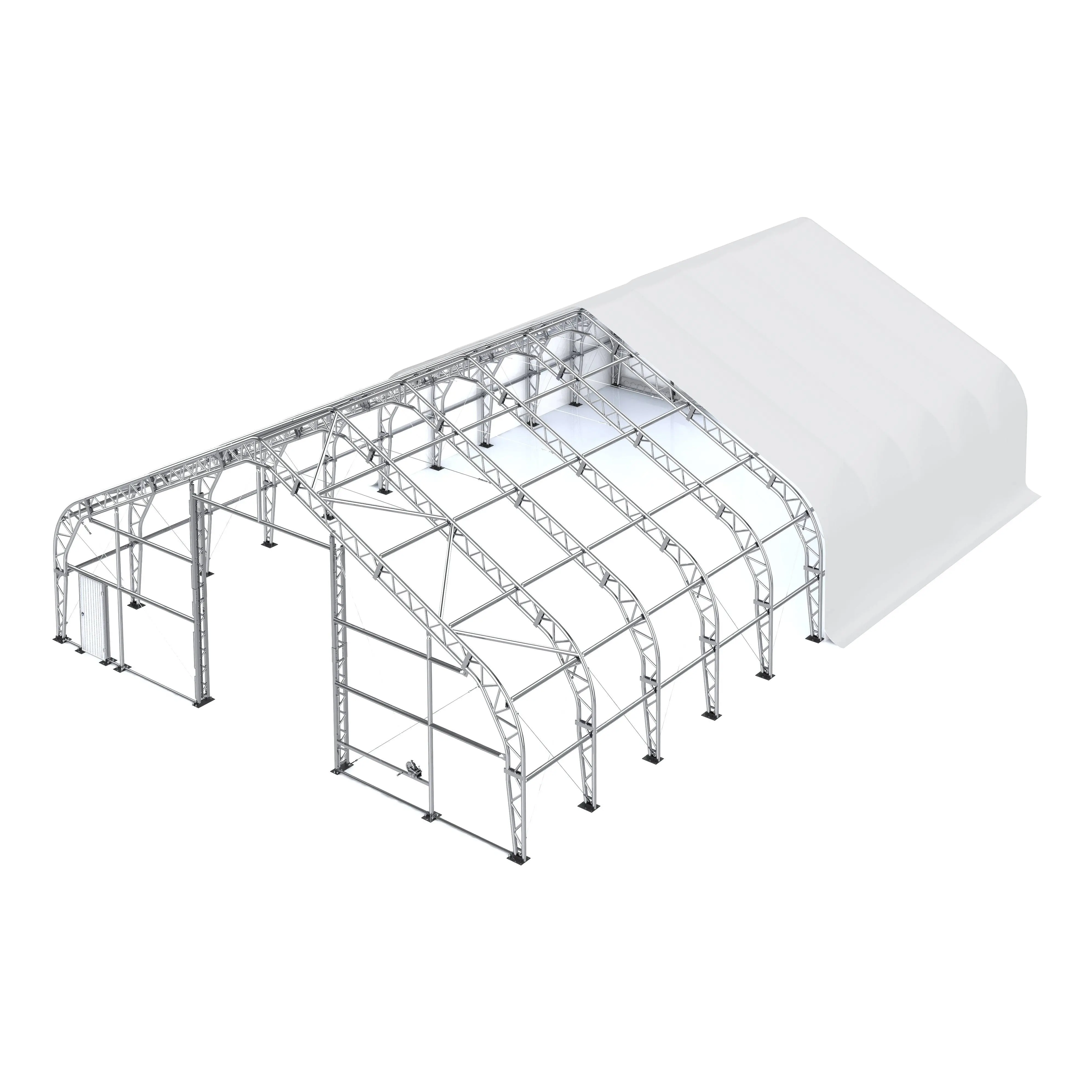 50' x 150' Dual Truss Storage Shelter with Heavy Duty 32 oz PVC Cover & Drive Through Doors, TMG-DT50150-PRO - Image 14