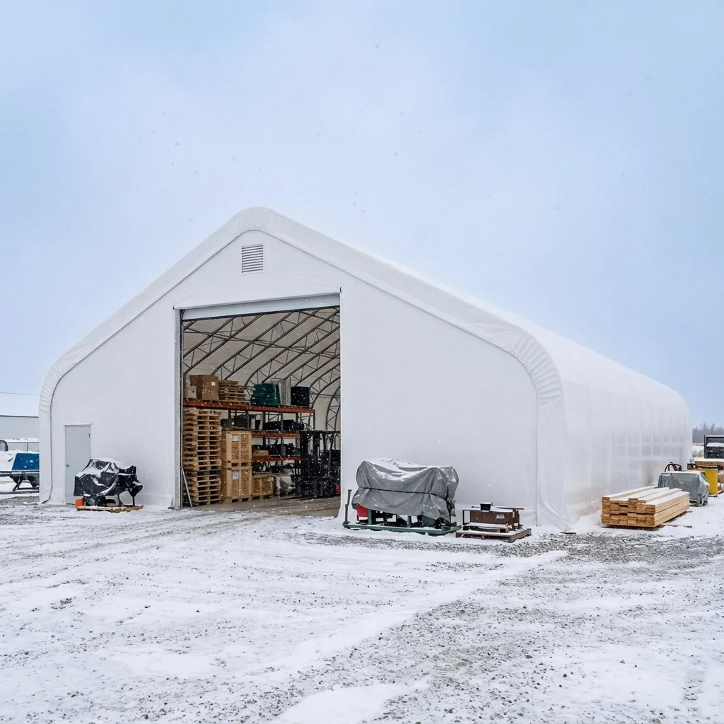 50' x 150' Dual Truss Storage Shelter with Heavy Duty 32 oz PVC Cover & Drive Through Doors, TMG-DT50150-PRO - Image 5