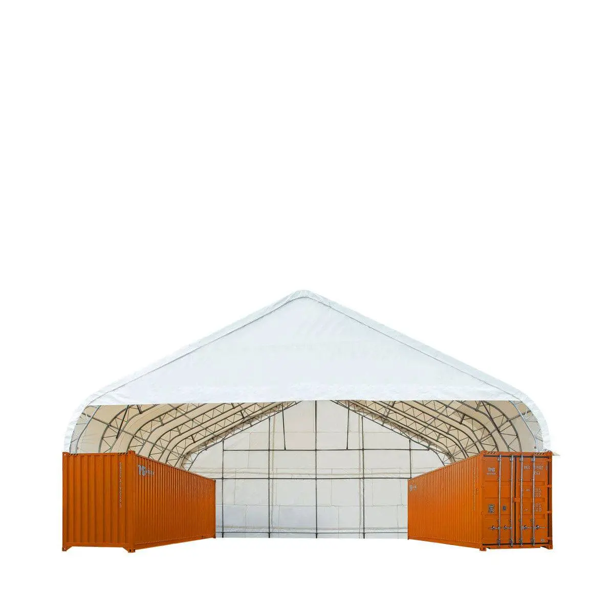 50' x 40' Dual Truss Container Shelter with Heavy Duty 32 oz PVC Cover, Enclosed End Wall and Front Drop, TMG-DT5040CF-PRO - Image 10