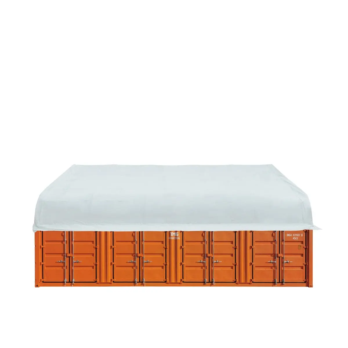 50' x 40' Dual Truss Container Shelter with Heavy Duty 32 oz PVC Cover, Enclosed End Wall and Front Drop, TMG-DT5040CF-PRO - Image 11