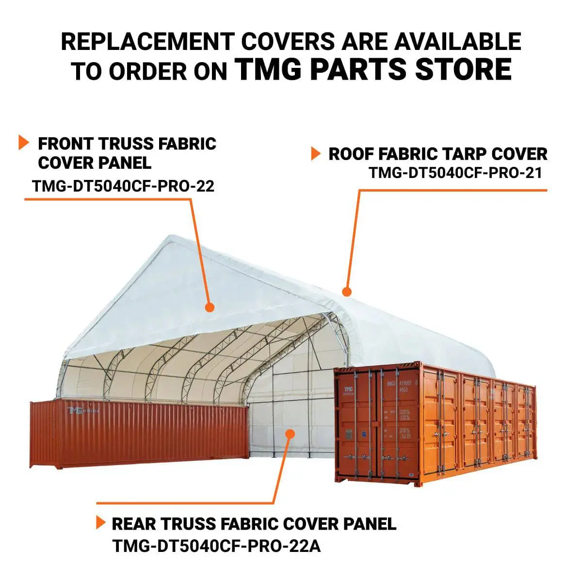 50' x 40' Dual Truss Container Shelter with Heavy Duty 32 oz PVC Cover, Enclosed End Wall and Front Drop, TMG-DT5040CF-PRO - Image 4