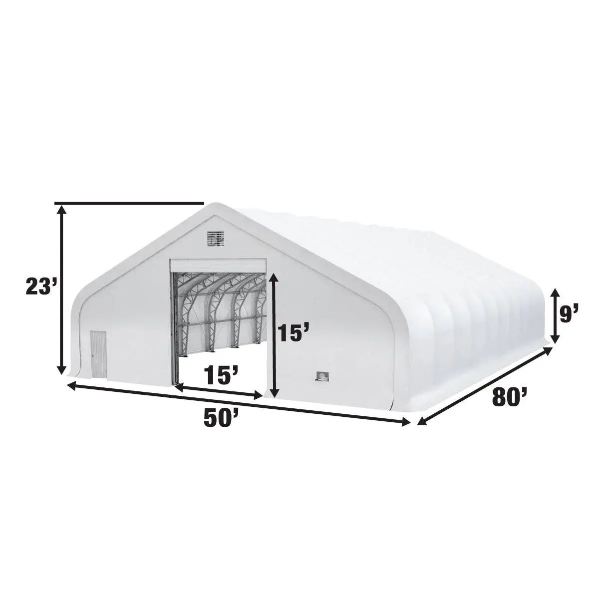 50' x 80' Dual Truss Storage Shelter with Heavy Duty 32 oz PVC Cover & Drive Through Doors, TMG-DT5080-PRO - Image 12