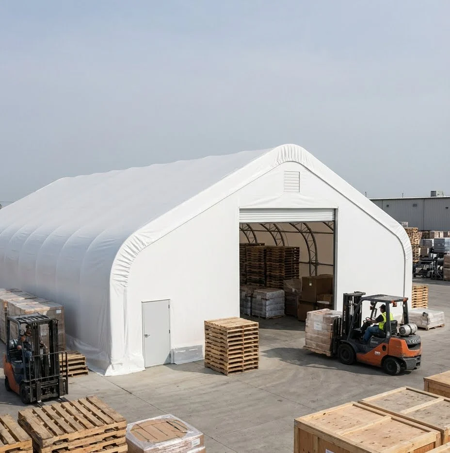 50' x 80' Dual Truss Storage Shelter with Heavy Duty 32 oz PVC Cover & Drive Through Doors, TMG-DT5080-PRO - Image 4