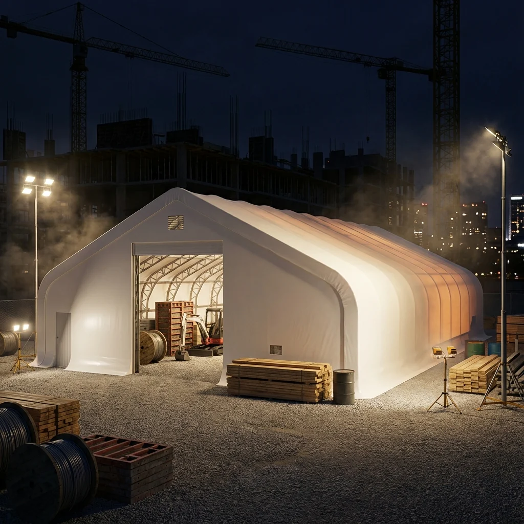 50' x 80' Dual Truss Storage Shelter with Heavy Duty 32 oz PVC Cover & Drive Through Doors, TMG-DT5080-PRO - Image 5