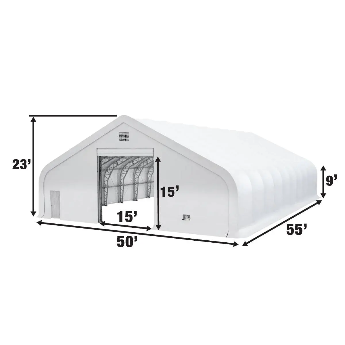50' x 55' Dual Truss Storage Shelter with Heavy Duty 32 oz PVC Cover & Drive Through Doors TMG-DT5055-PRO - Image 12