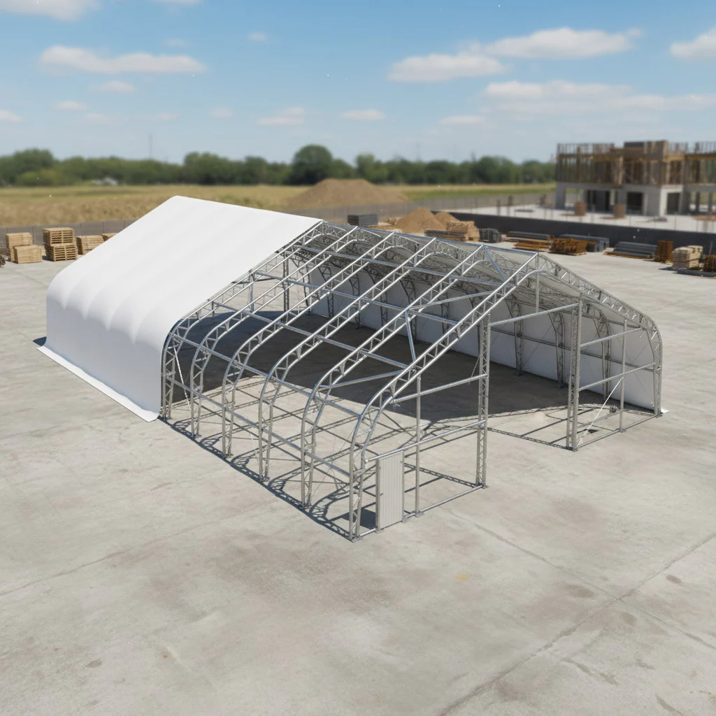 50' x 55' Dual Truss Storage Shelter with Heavy Duty 32 oz PVC Cover & Drive Through Doors TMG-DT5055-PRO - Image 3