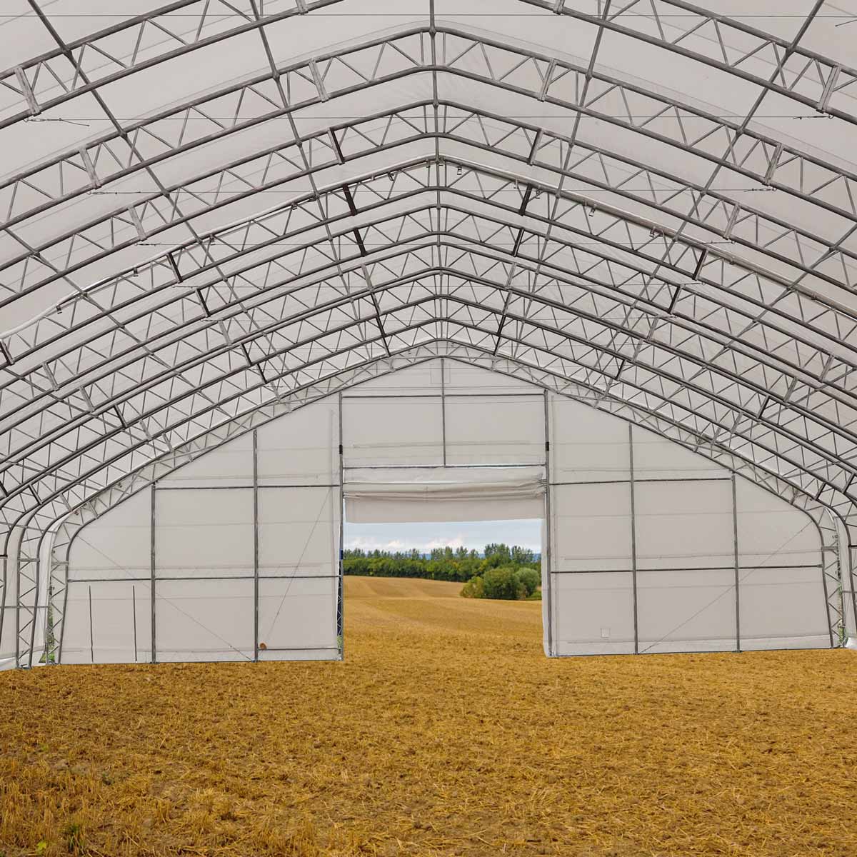 TMG-DT6000 Pro Series 60' Wide Dual Truss Storage Shelter with Heavy Duty 32oz PVC Cover (available lengths: 80', 100', 120' and 150') - Image 8