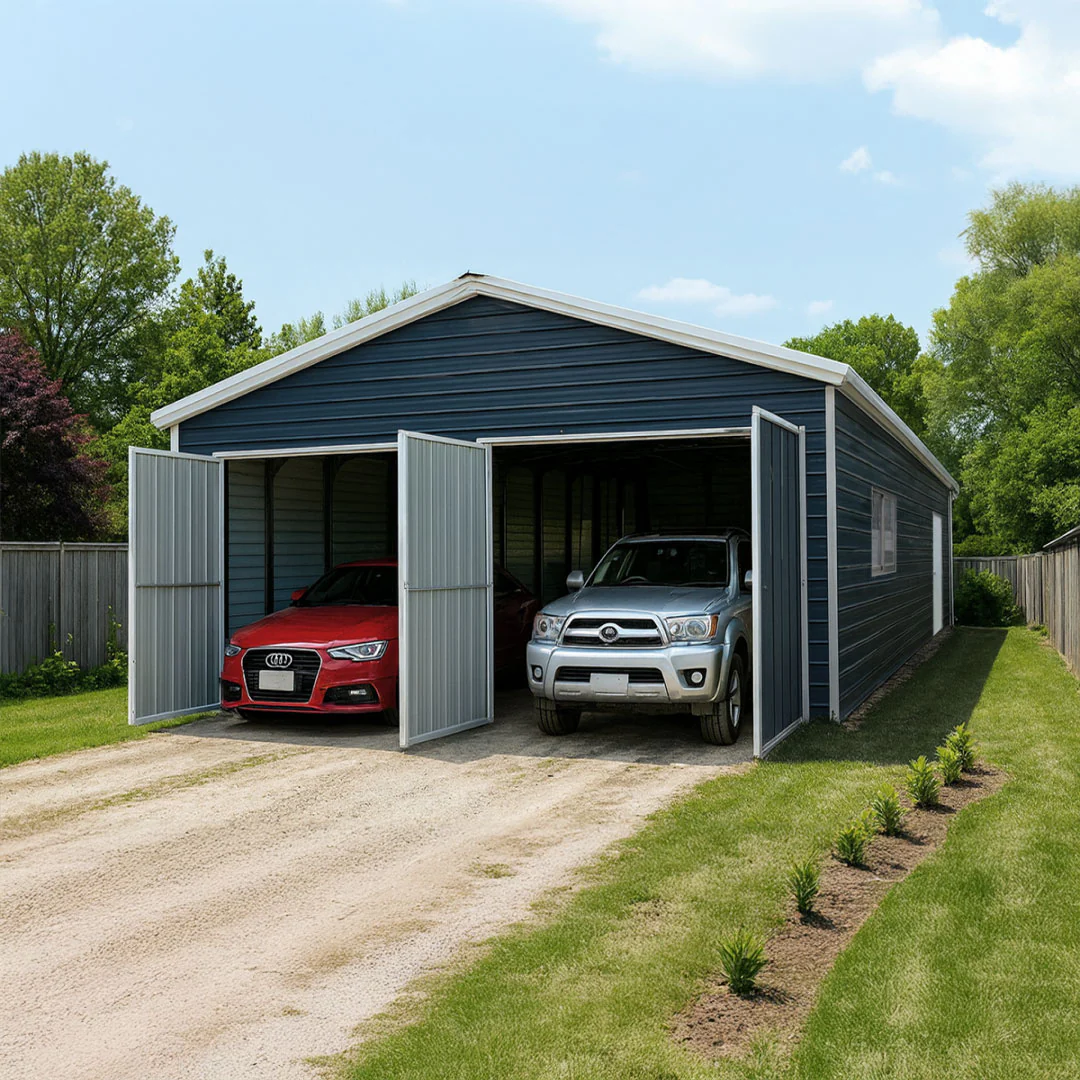 20' x 20' Metal Garage Shed, 9' High Double Front Doors, 13' Peak, 400 Sq-Ft TMG-MS2020 - Image 3