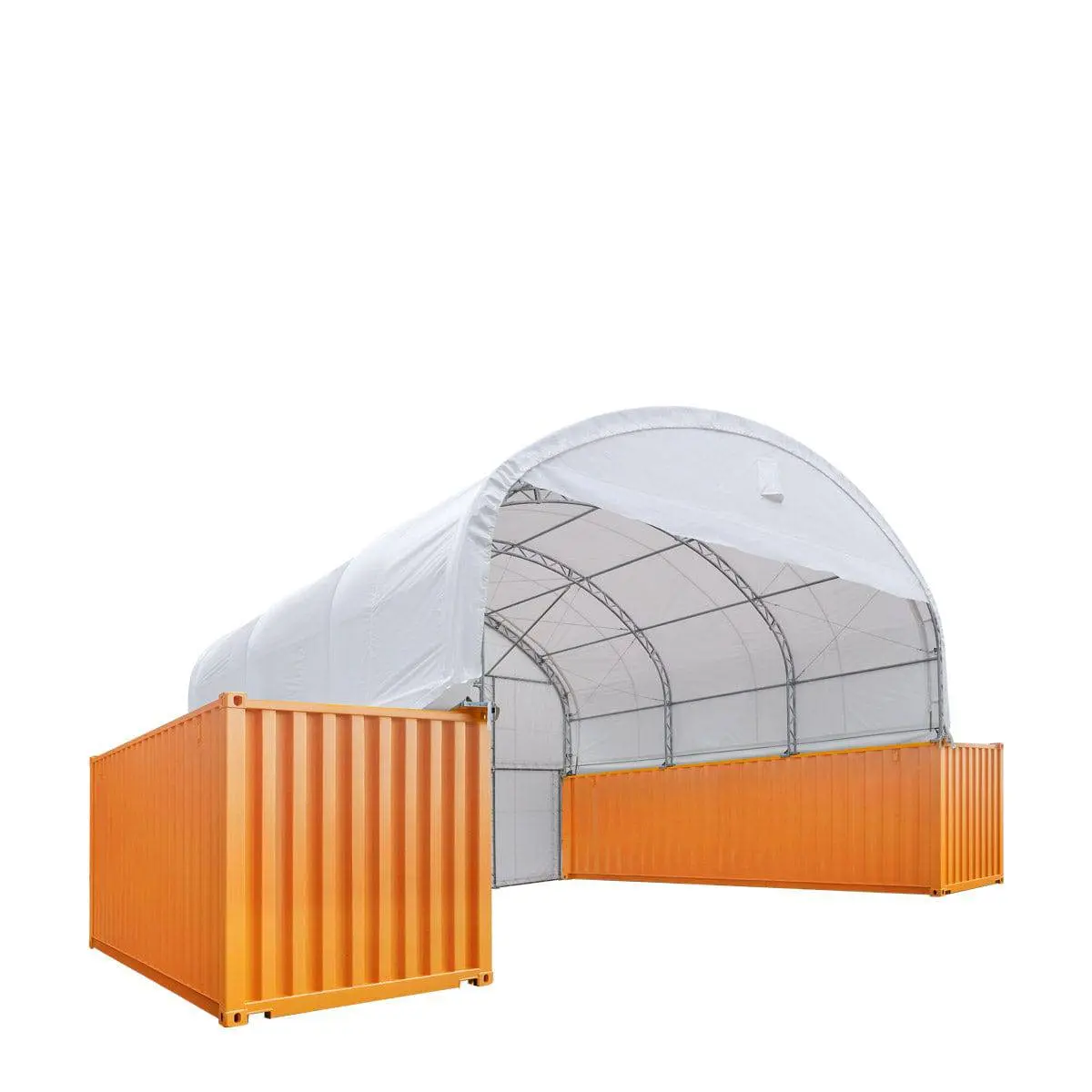 30' x 20' Dual Truss Container Shelter with Heavy Duty 17 oz PVC Cover, Enclosed End Wall & Front Drop, TMG-DT3020CF - Image 4