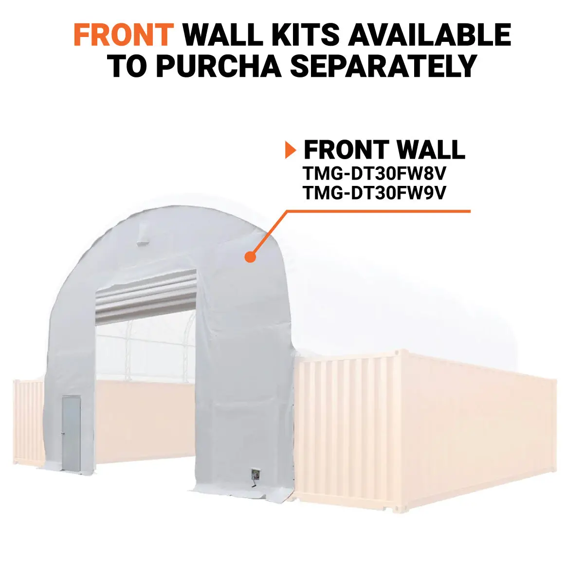 30' x 40' Dual Truss Container Shelter with Heavy Duty 17 oz PVC Cover, Enclosed End Wall & Front Drop TMG-DT3040CF - Image 3