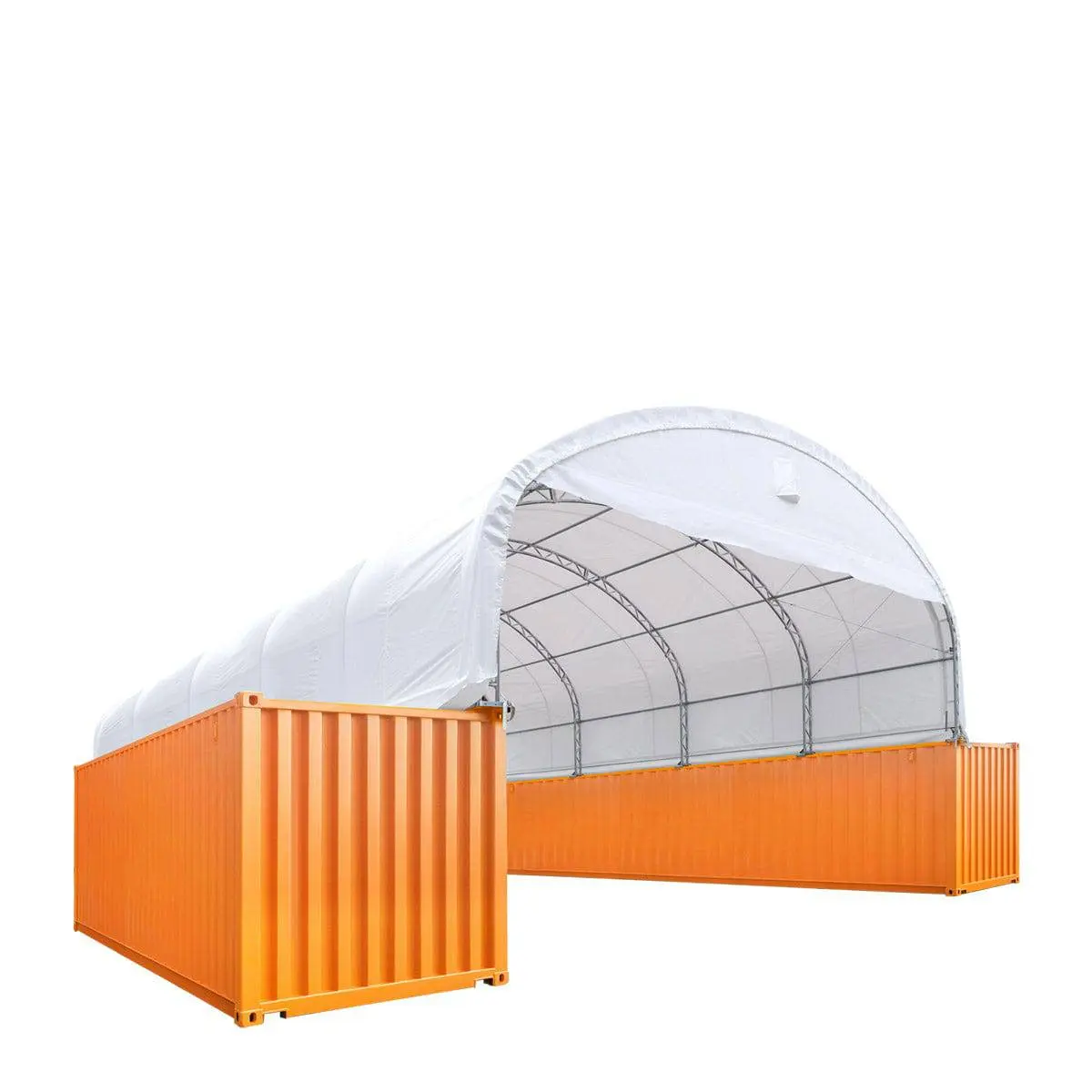 30' x 40' Dual Truss Container Shelter with Heavy Duty 17 oz PVC Cover, Enclosed End Wall & Front Drop TMG-DT3040CF - Image 4