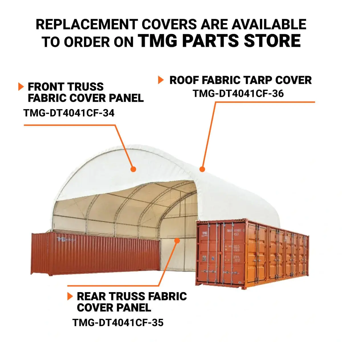 40' x 40' Dual Truss Container Shelter with Heavy Duty 21 oz PVC Cover, Enclosed End Wall & Front Drop, TMG-DT4041CF (Previously DT4040CF) - Image 5