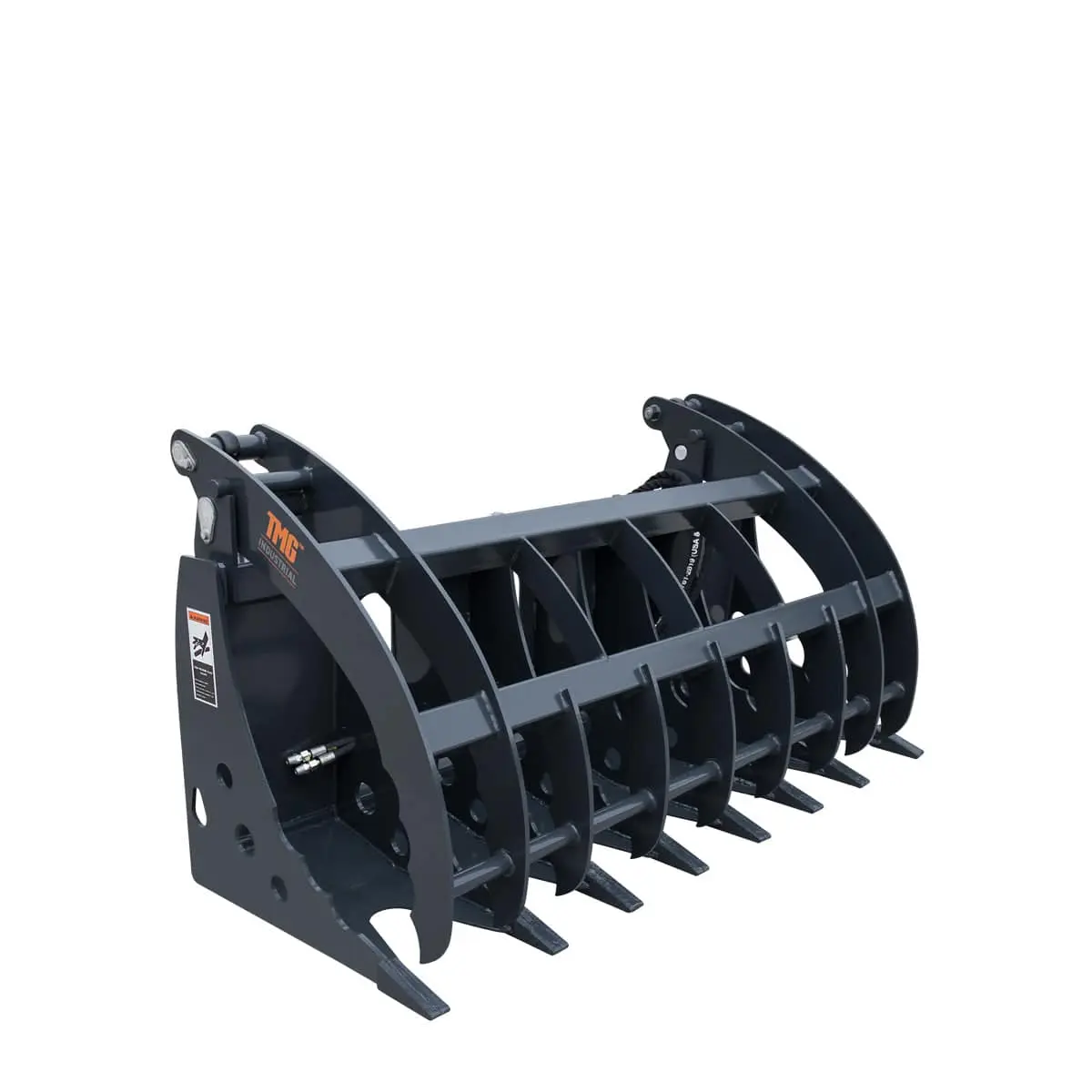 72" Skid Steer Root Rake Clamshell Grapple, Universal Mount, 54" Jaw Opening, 3000 lb Weight Capacity, TMG-SRR75 - Image 3