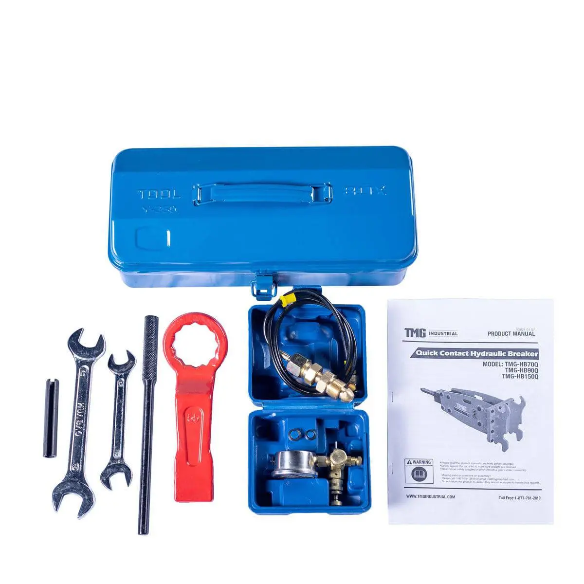 6-9 Ton Excavator/Backhoe Hydraulic Breaker, Q/C, 3" Moil Point Chisel TMG-HB90Q - Image 8