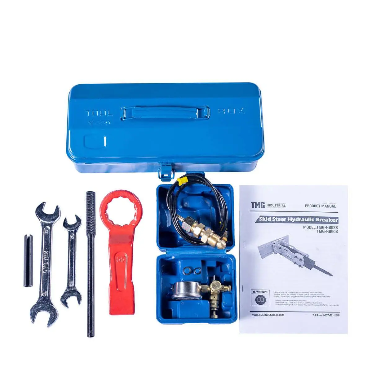 Hydraulic Breaker, 45-100 HP Skid Steer Universal Mount, 3" Moil Chisel TMG-HB90S - Image 13