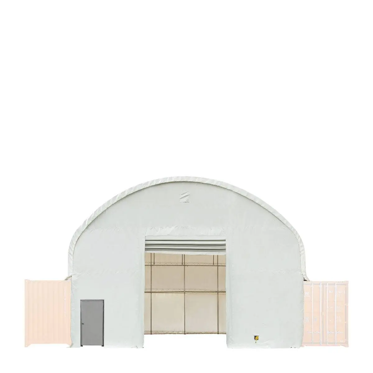 Front & Back End Wall Kit, Custom Cut for TMG-DT4041C Dual Truss Container Shelter, Front Winch Roll-up Door, Steel Man Door, 21 oz PVC, TMG-DT40CFB - Image 2