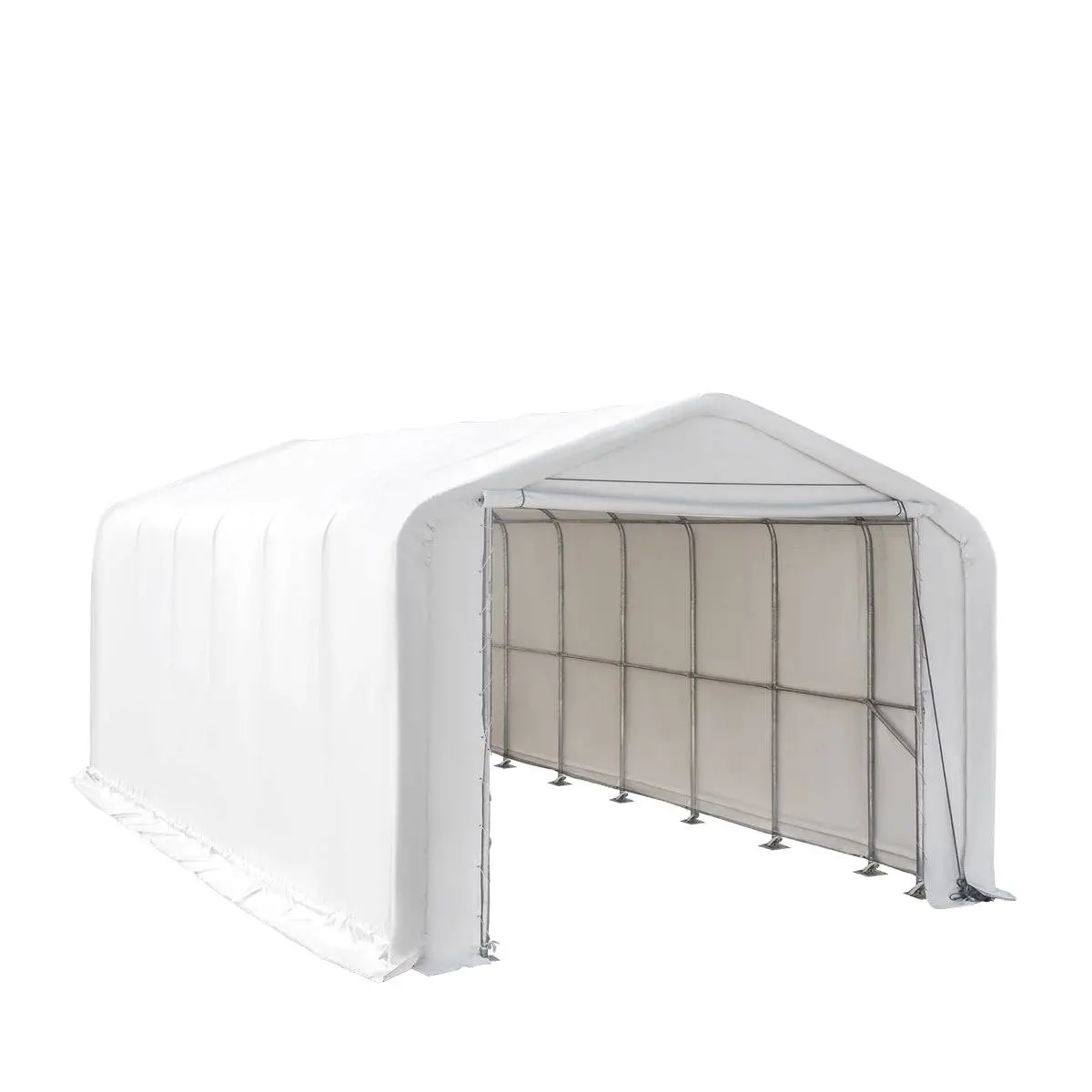 18' x 30' RV Carport Motorhome Storage Shelter, 17 oz PVC Fabric Cover, Front Roll-Up Door, Enclosed Rear Wall, 3-Layer Galvanized Steel Frame, 13' Straight Sidewalls, TMG-ST1830 - Image 3